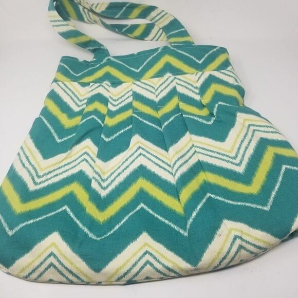 Lightweight Canvas Chevron Bag with Fabric Rose - Picture 7 of 16